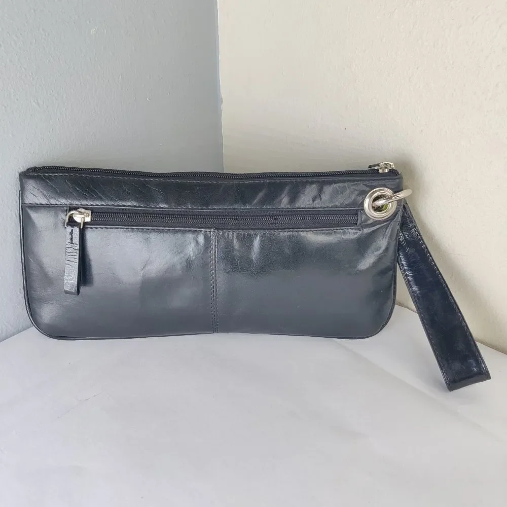 Sophia visconti Clutch Wristlet Studded Black Leather  Lime Green Lined Handbag